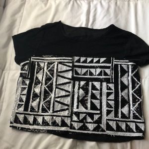 Mesh and sequence Aztec crop top!
